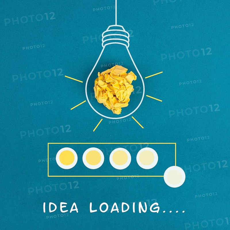Light bulb concept, having a new idea, brainstorming, start up business, creative marketing, education, progress bar loading