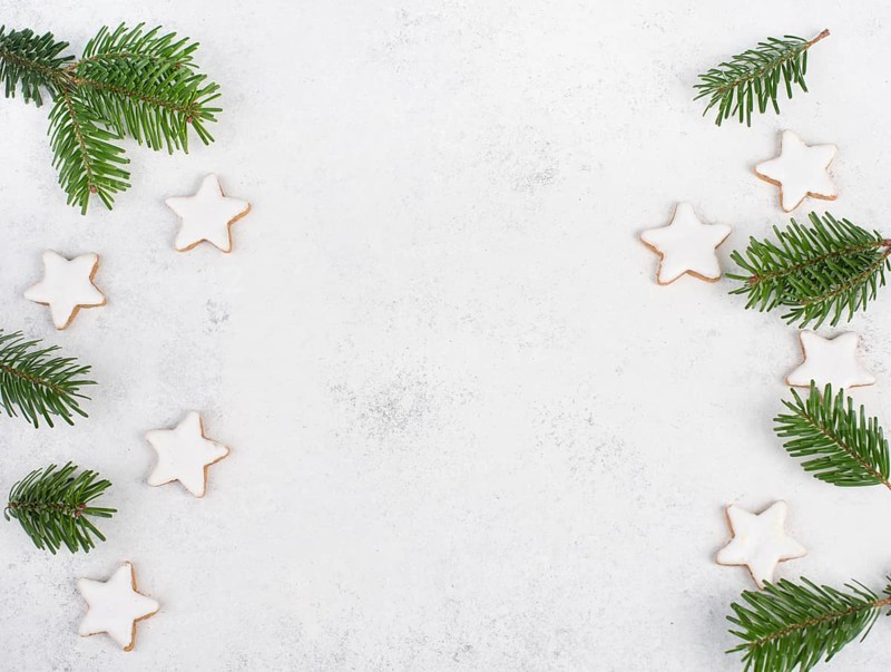 Cinnamon stars, traditional german christmas cookies, gingerbread, empty copy space