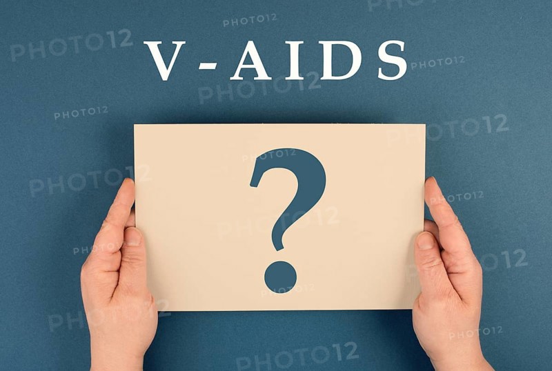The word v-aids is standing on a paper, new autoimmune disease caused by covid-19 vaccination, immune system damage, health issue