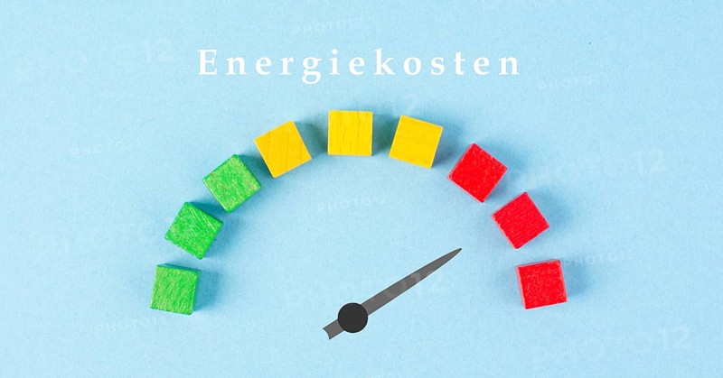The german word for energy costs is standung over the tachometer, high increase in the price, poiter is in the red area, social and political issue