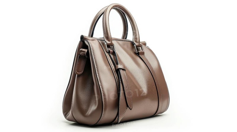 Brown leather handbag featuring a classic and chic design isolated on white background, AI generated