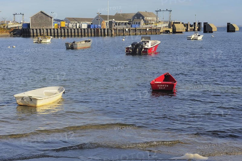 View of boats and wharf in the Autumn Nantucket, Massachusetts (Cape Cod and the Islands), USA, North America