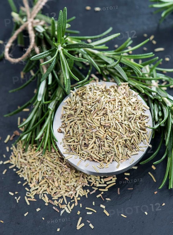 Heap of dried Rosemary (detailed close-up shot)