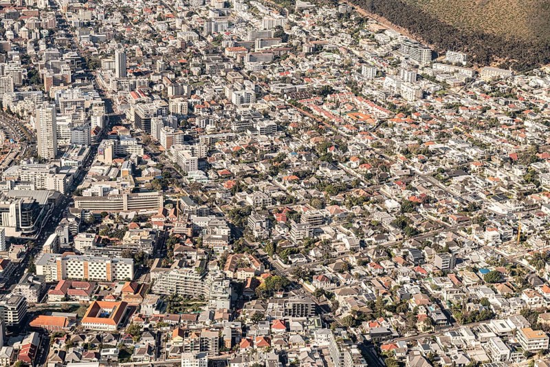 Cape Town South Africa, aerial view, shot from a helicopter