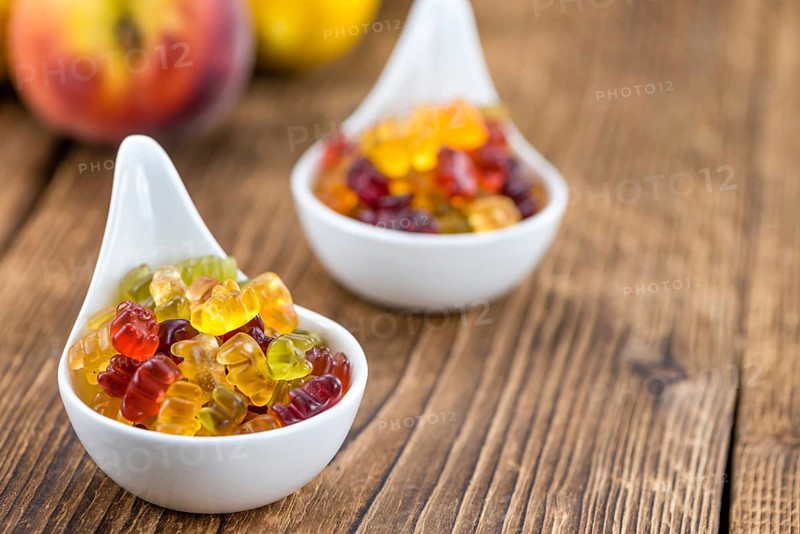 Heap of Gummy Bears (close-up shot, selective focus)