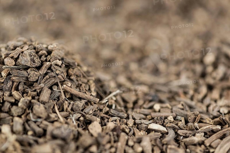 Dried Valerian roots as background image or as texture (close-up shot)