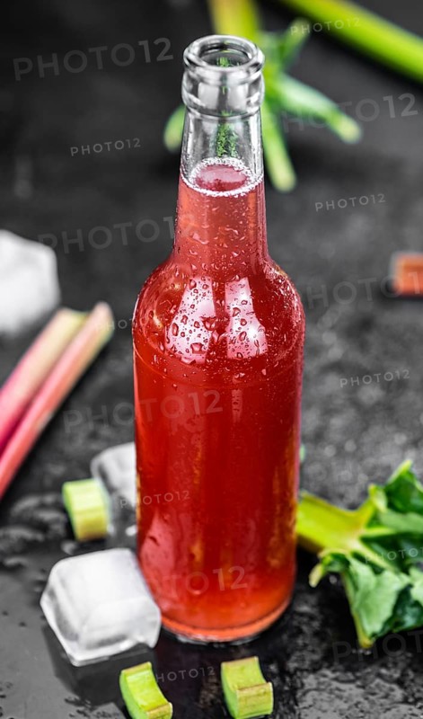 Homemade Rhubarb Spritzer as detailed close up shot (selective focus)