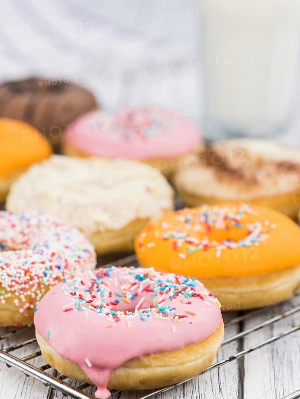 Fresh made Donuts as detailed close-up shots (selective focus)