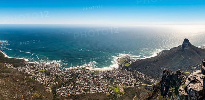 Camps Bay view from top of the Table Mountain South Africa during winter season