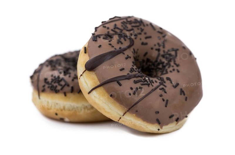 Donuts isolated on white background with a soft shadow (close-up shot)