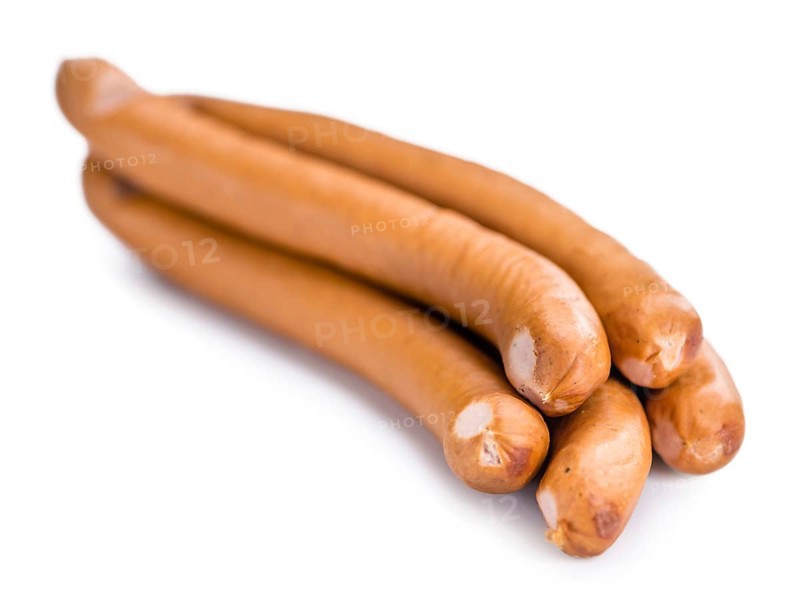 Portion of fresh made Wiener Sausages isolated on white background