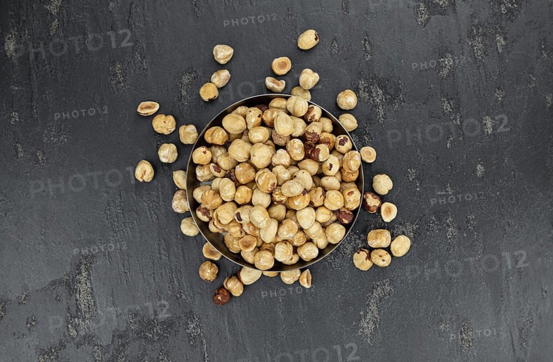 Hazelnut kernels as detailed close up shot (selective focus)