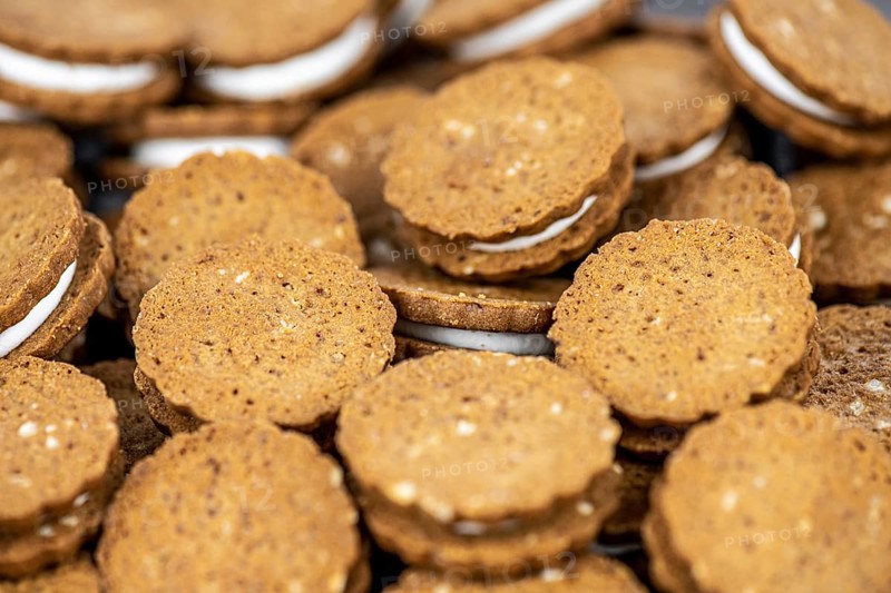 Hazelnut Cream Cookies close up shot for use as background or as texture