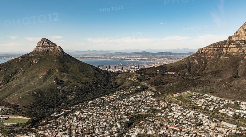 Lions Head (Cape Town, South Africa), aerial view, shot from a helicopter