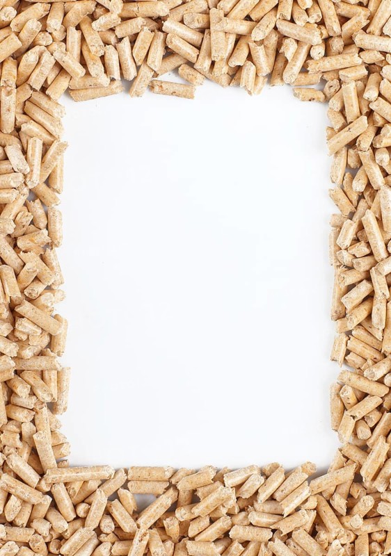 Wood pellets forming a frame