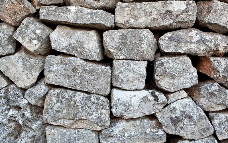 Close up of Stone wall of a Trullo in Alberobello