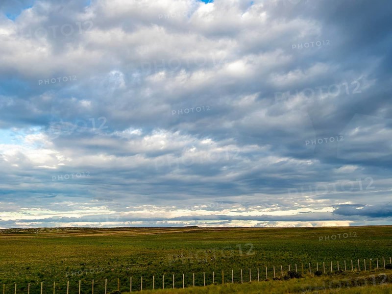 Steppe landscape as seen from the coach between Puerto Natalas and Punta Arenas, Patagonia, Chile, South America