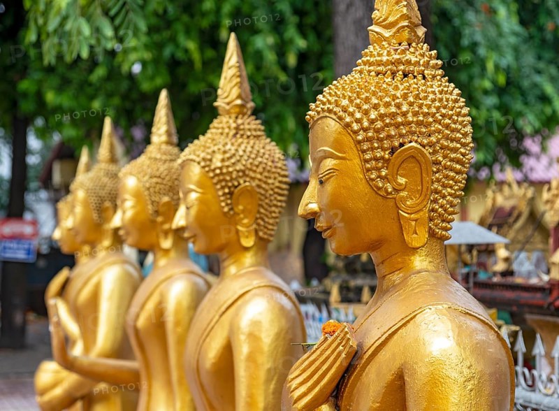 Buddha statues, Wat Si Muang, Vientiane, Laos, Asia