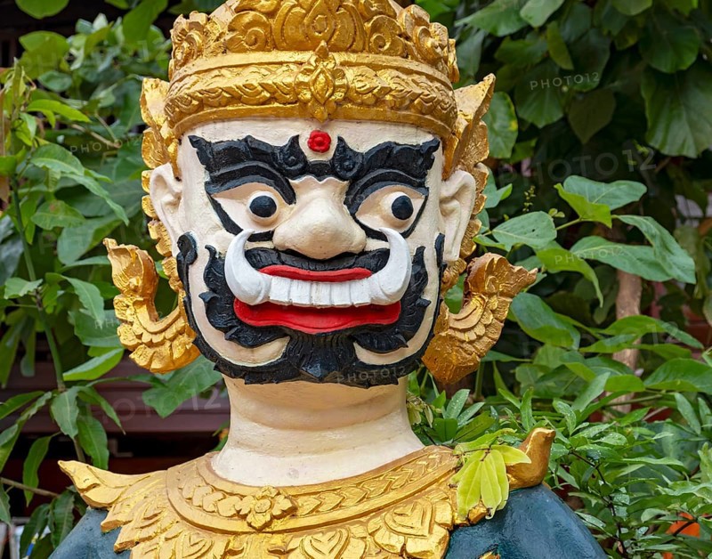 Guardian deity, Wat Si Muang, Vientiane, Laos, Asia