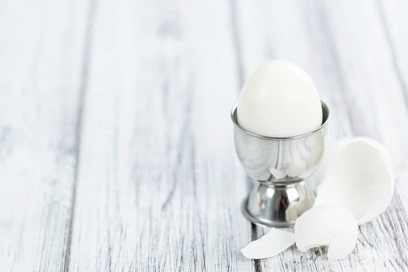Portion of bolied Eggs (selective focus) as close-up shot
