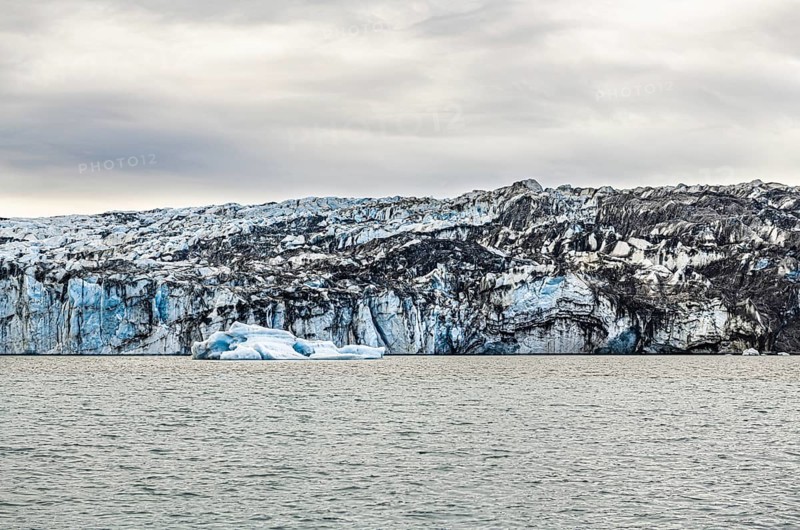 The famous Jokulsarlon Glacier Lagoon in the eastern part of Iceland during a cloudy day