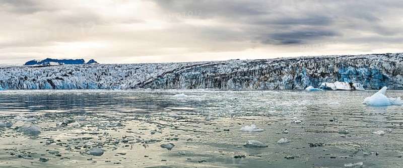 Jokulsarlon Glacier Lagoon in the eastern part of Iceland during a cloudy day