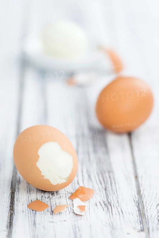 Portion of bolied Eggs (selective focus) as close-up shot