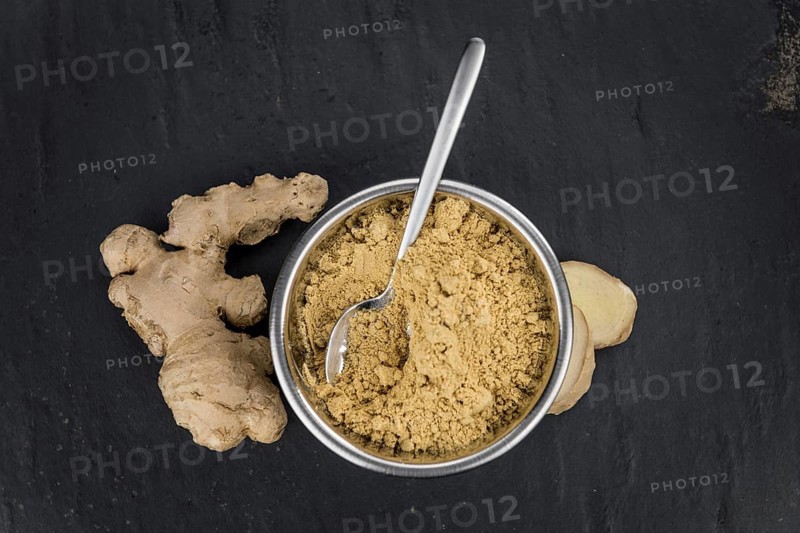 Some healthy Ginger Powder (selective focus, close-up shot)