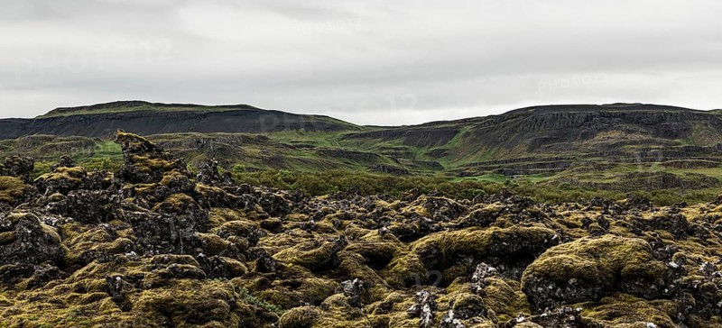 Lava Fields near Grabrok Crater in the western region of Iceland