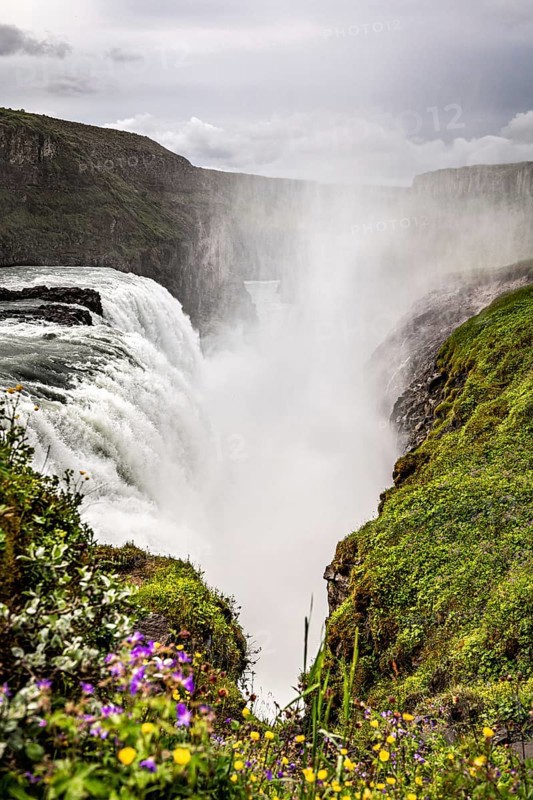 Gullfoss waterfall in Iceland along the golden circle at a summer day