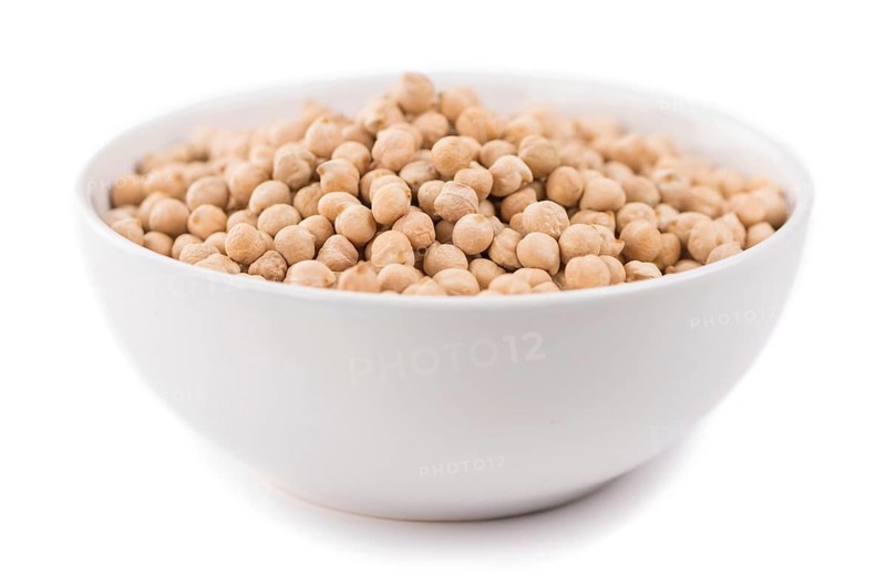 Chickpeas isolated on white background, selective focus, close-up shot