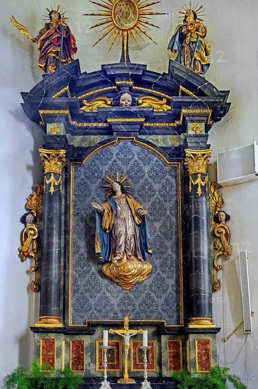 Side altar, Church of St Martin from 1746 in Eisenbach, Kreuzthal, Markt Buchenberg, Allgäu, Swabia, Bavaria, Germany, Europe