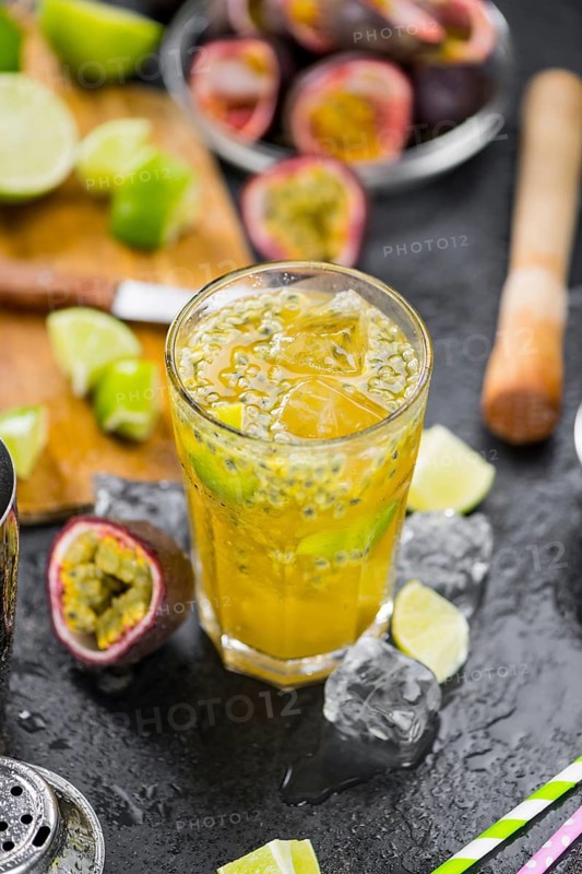 Portion of Jorge Amado Cocktail as detailed close-up shot, selective focus