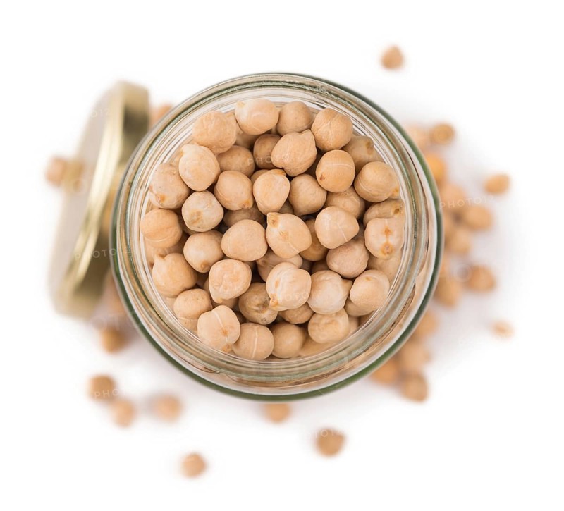 Chickpeas isolated on white background, selective focus, close-up shot