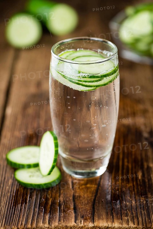 Homemade Cucumber Water on vintage background selective focus, close-up shot