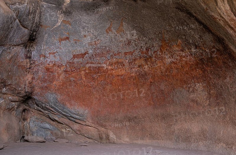 Historical paintings in the Nswatugi Cave, Matopos National Park southern Zimbabwe