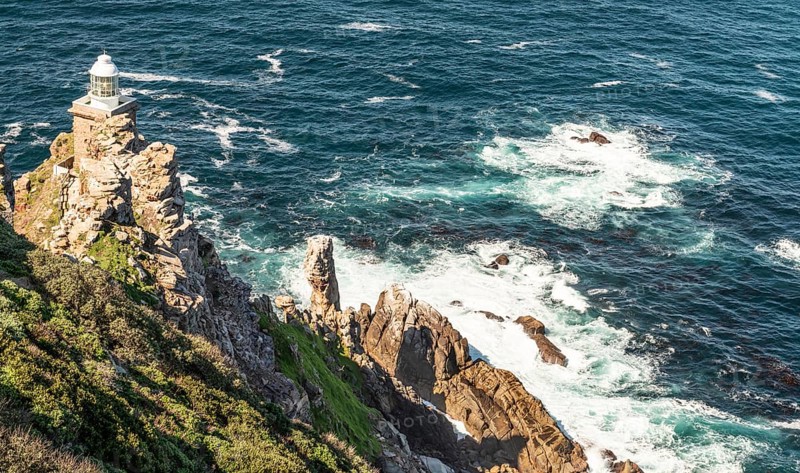 Old lighthouse at Cape Point South Africa during winter season