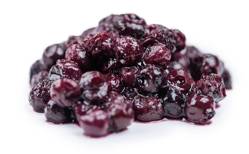 Portion of fresh made Preserved Blueberries isolated on white background