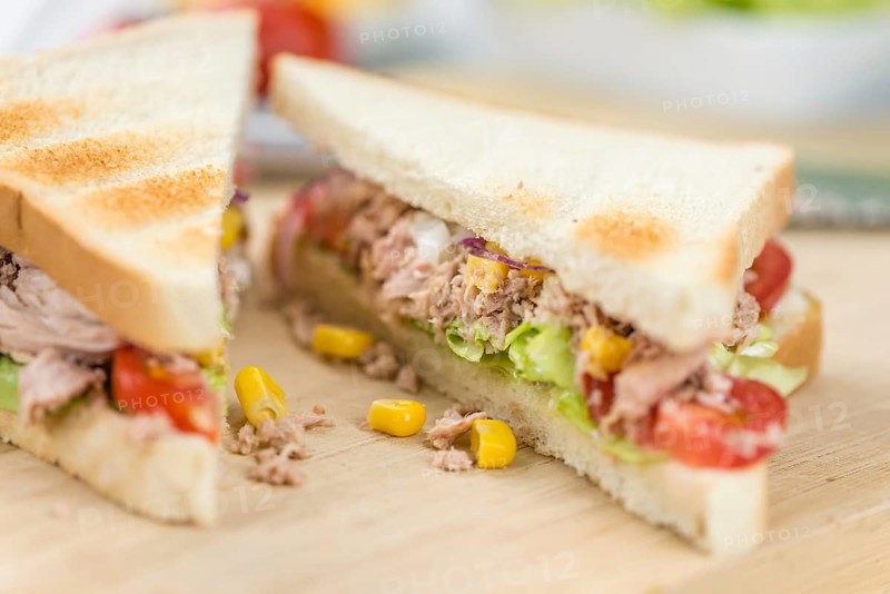 Fresh made Tuna Sandwiches (detailed close-up shot, selective focus)