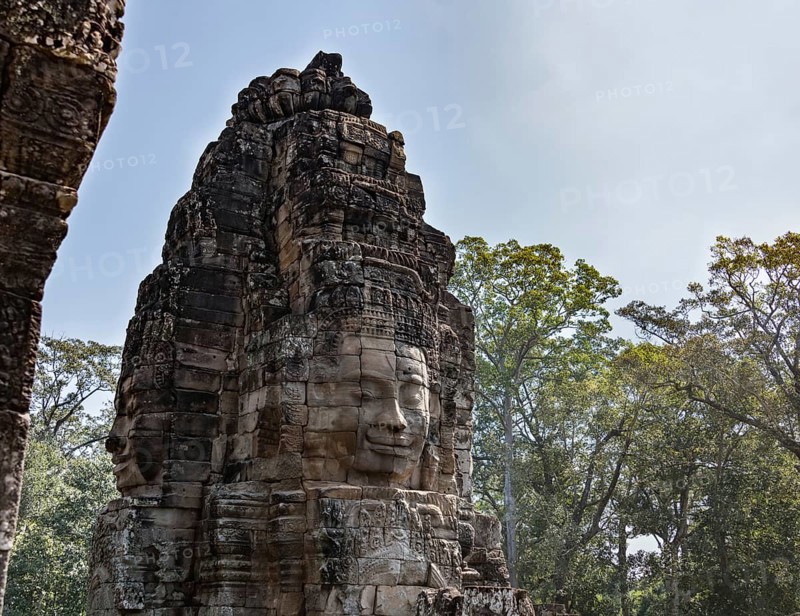 Bayon temple with it's face statues in Ankor Wat, Cambodia, Asia