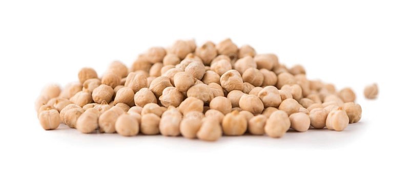 Chickpeas isolated on white background, selective focus, close-up shot