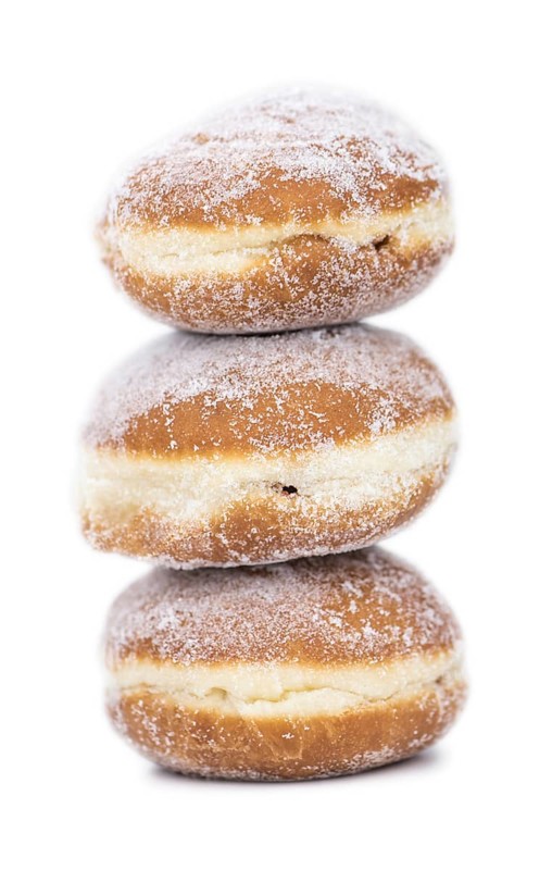 Portion of homemade Berliner Doughnuts (selective focus, close-up shot)