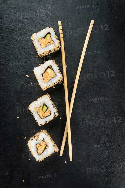 Some fresh made Sushi (detailed close-up shot, selective focus)