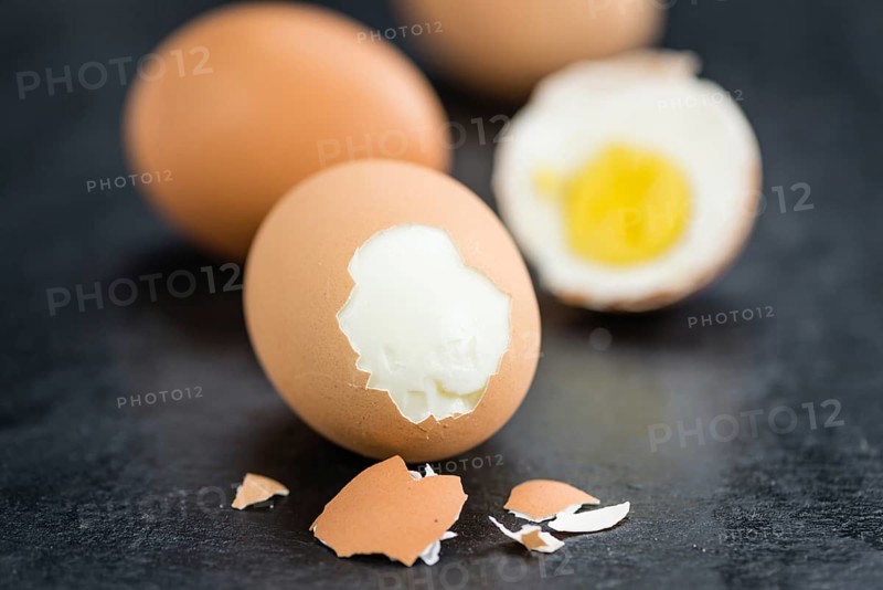 Portion of bolied Eggs (selective focus) as close-up shot