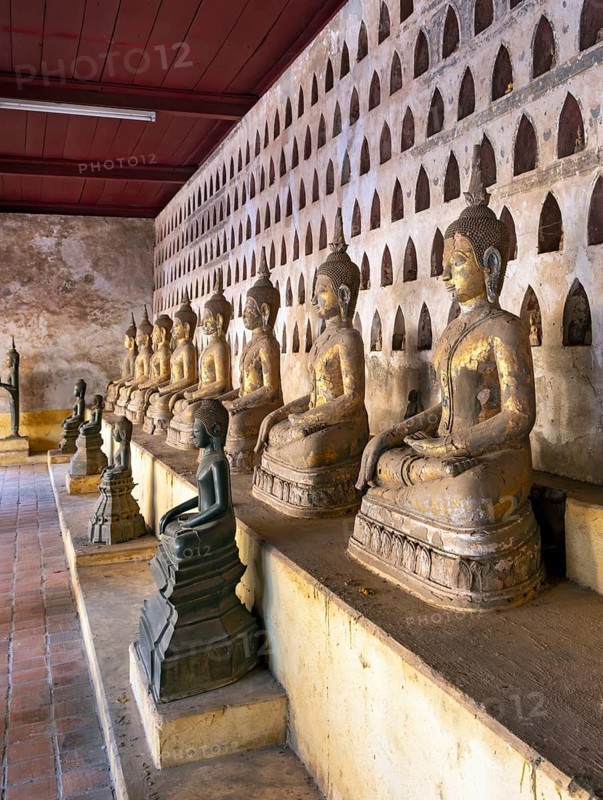Buddha statues, Wat Si Saket or Sisaket Temple, Vientiane, Laos, Asia