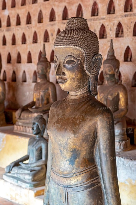 Buddha image, Wat Si Saket or Sisaket Temple, Vientiane, Laos, Asia