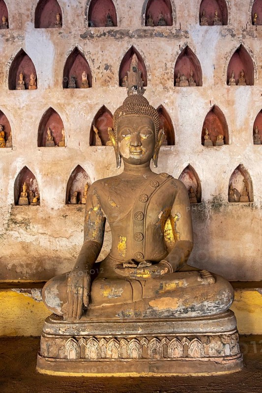 Buddha image, Wat Si Saket or Sisaket Temple, Vientiane, Laos, Asia
