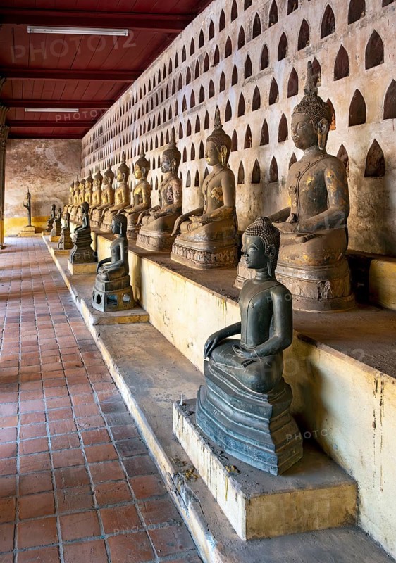 Buddha images, Wat Si Saket or Sisaket Temple, Vientiane, Laos, Asia