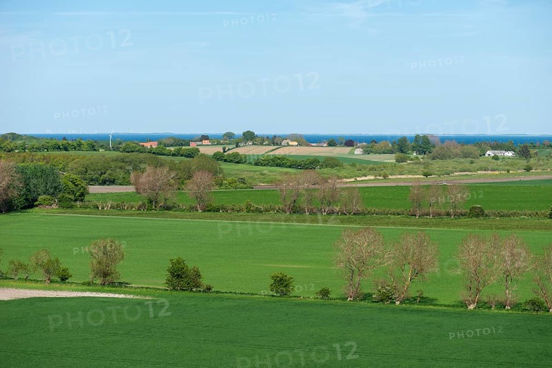 View from Hatbakken Fakkebjerg, Bagenkop, Langeland, Agriculture, Farms, County of Funen, Geopark South Funen Baltic Sea, Det Sydynske Ohav, Denmark, Europe