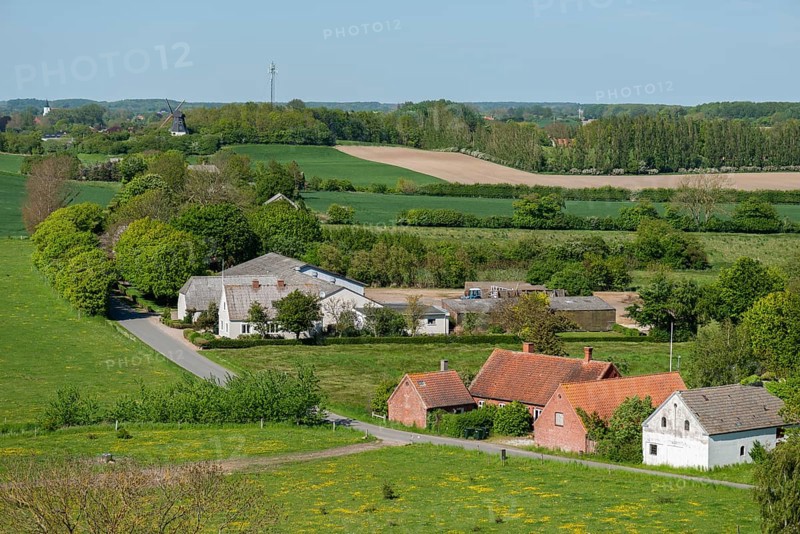 View from Hatbakken Fakkebjerg, Bagenkop, Langeland, Agriculture, Fields, Farms, County of Funen, Geopark South Funen Baltic Sea, Det Sydynske Ohav, Denmark, Europe